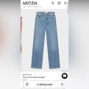 Aritzia Denim Forum Arlo High Rise Straight Jeans Size 27